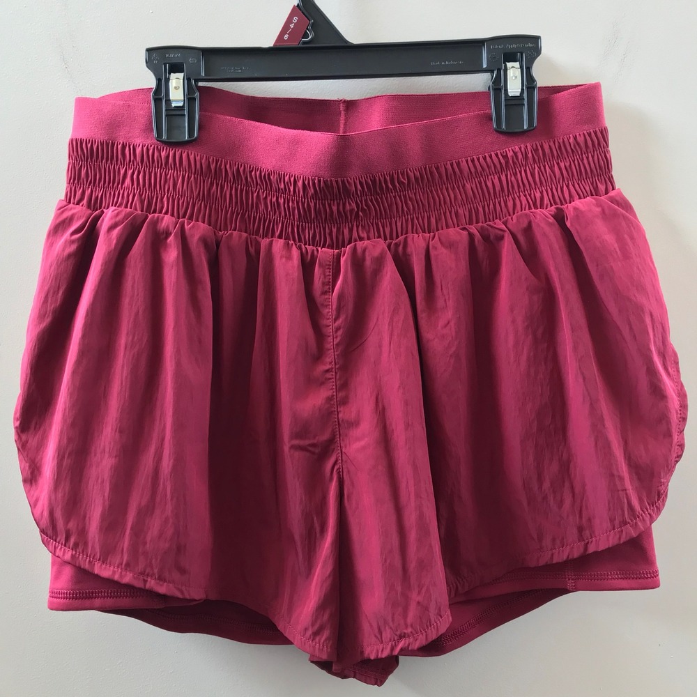 Unbranded Athletic Shorts Womens Medium Berry Red Excellent Smocked Waist Liner